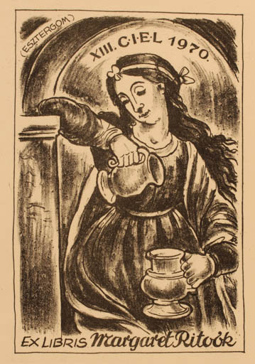 Exlibris by ? Unbekannt from Unknown for Margaret Ritoòk - Woman Wine 