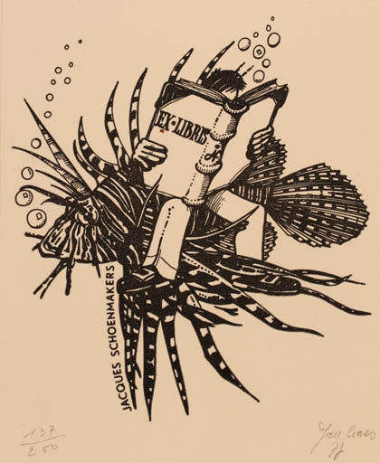 Exlibris by ? Unbekannt from Unknown for Jacques Schoenmakers - Book Fish 