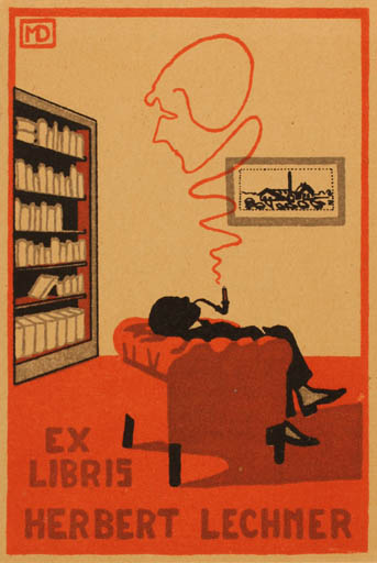 Exlibris by Max Dittrich from Germany for Herbert Lechner - Interior 