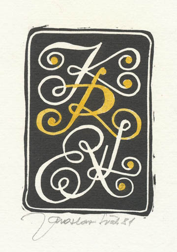 Exlibris by Jaroslav Svab from Czechoslovakia for Inge Rödel - Text/Writing 