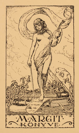 Exlibris by ? Unbekannt from Hungary for ? Margit - Erotica Jugend Music 