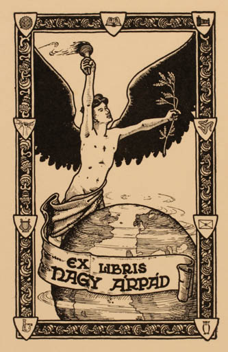 Exlibris by ? Unbekannt from Unknown for Arpad Daniel Nagy - Angel Globe Jugend 