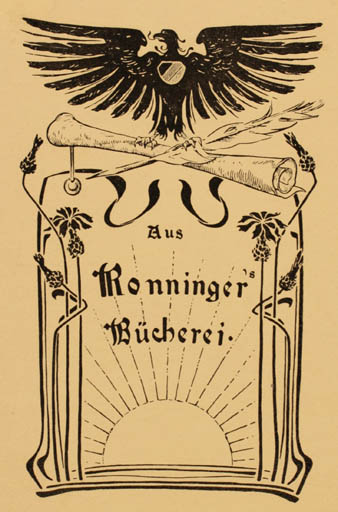 Exlibris by ? Unbekannt from Unknown for ? Ronninger - Bird Sun 