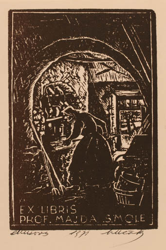 Exlibris by ? Unbekannt from Unknown for Majda Smole - Working Interior 