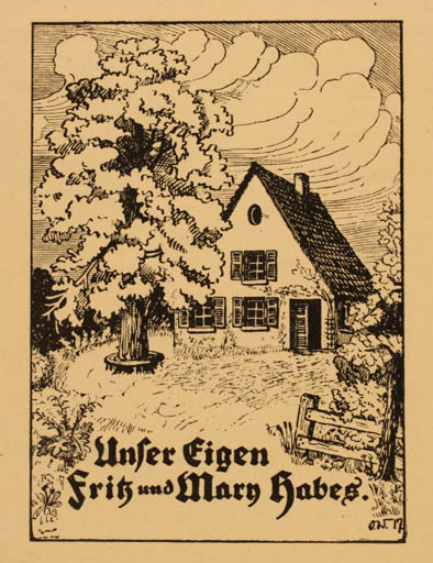Exlibris by ? Unbekannt from Unknown for Fritz und Mary Habes - Architecture Scenery/Landscape 