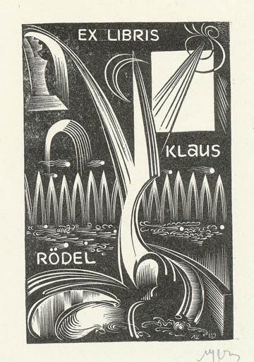 Exlibris by Leonid Scetnev from Soviet Union for Klaus Rödel - Abstract 