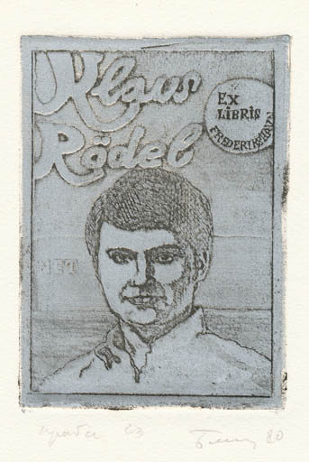 Exlibris by David Bekker from Soviet Union for Klaus Rödel - Portrait 