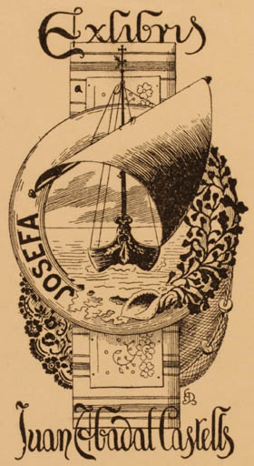 Exlibris by ? Unbekannt from Unknown for Juan Abadal Castells - Ship/Boat 