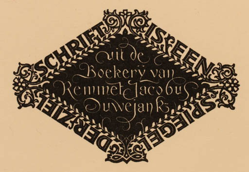 Exlibris by ? Unbekannt from Unknown for Remmet Jacobus Duwejank - Text/Writing 
