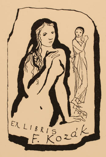 Exlibris by ? Unbekannt from Unknown for Frantisek Kozak - Woman 