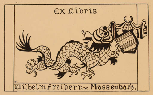 Exlibris by ? Unbekannt from Unknown for Wilhelm v. Massenbach - Fable Animal 