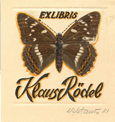 Exlibris by Mati Metsaviir from Estonia for Klaus Rödel - Fauna Butterfly 