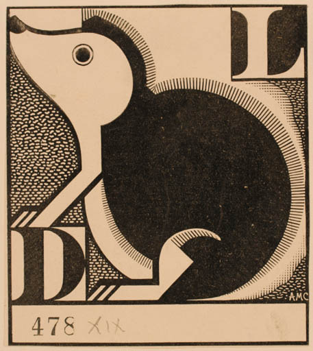 Exlibris by ? A.M.C. from Unknown for ? D. L. - Fauna 