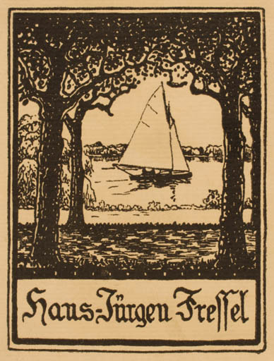 Exlibris by ? Unbekannt from Unknown for Klaus-Jürgen Tischer - Scenery/Landscape Maritime Ship/Boat 