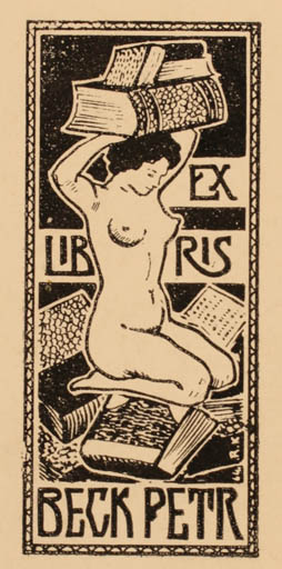 Exlibris by ? Unbekannt from Unknown for Petr Beck - Book Woman Nude 