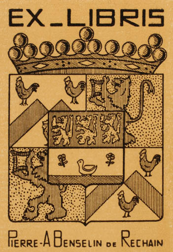 Exlibris by ? Unbekannt from Unknown for P. A. Benselin de Rechain - Heraldry 