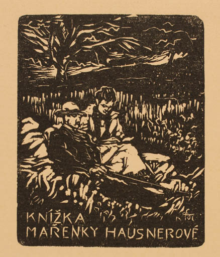 Exlibris by ? Unbekannt from Unknown for Marenky Hausnerove - Scenery/Landscape Couple 