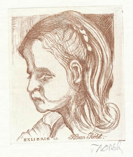 Exlibris by Oskar Thorsen from Denmark for Klaus Rödel - Portrait 