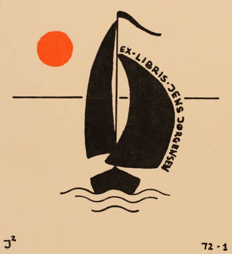 Exlibris by ? Unbekannt from Unknown for Jens Jörgensen - Ship/Boat Sun 