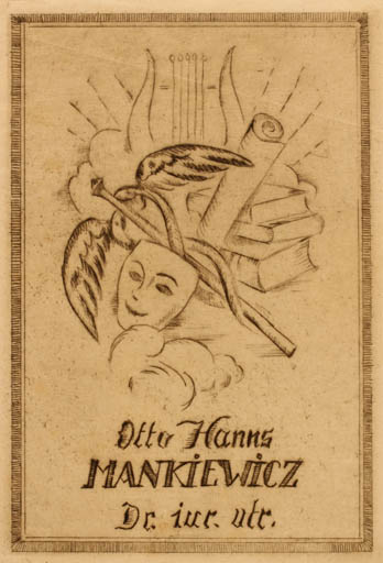 Exlibris by ? Unbekannt from Unknown for Dr. Otto Hanns Mankiewicz - 