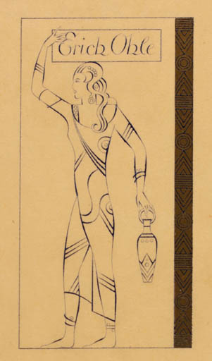 Exlibris by ? Unbekannt from Unknown for Erich Ohle - Woman 