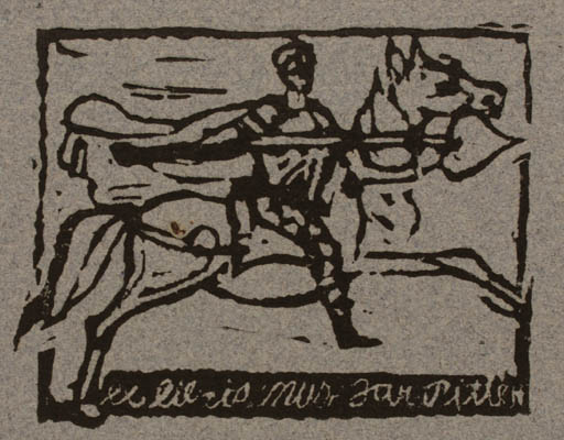 Exlibris by ? Unbekannt from Unknown for Jar. Pitter - Horse Horseman/Rider 