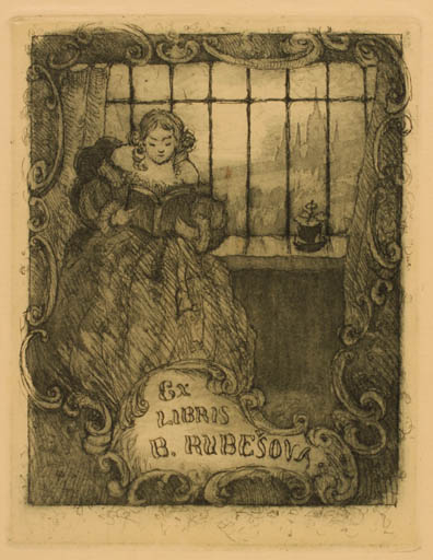 Exlibris by ? Unbekannt from Unknown for B. Rubesova - Book Interior Woman 