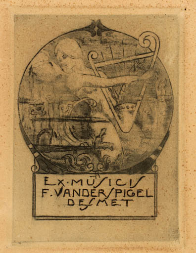 Exlibris by ? Unbekannt from Unknown for F. van der Spigel Desmet - Ex Mucika Music 