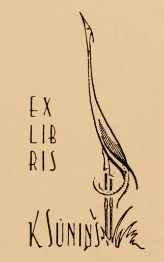 Exlibris by ? Unbekannt from Unknown for K. Sunins - Bird 