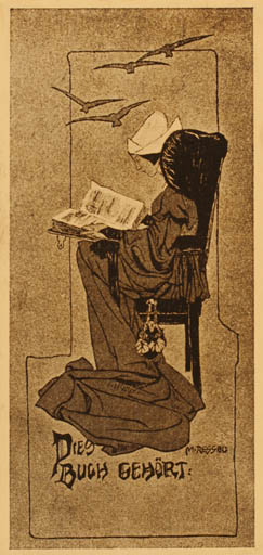 Exlibris by ? Unbekannt from Unknown for ? Unbekannt - Book Bird Woman 