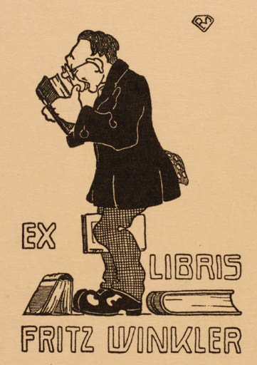 Exlibris by ? Unbekannt from Unknown for Fritz Winkler - Book Man 