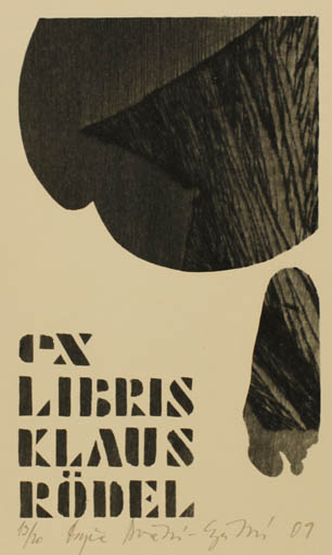 Exlibris by Bozena Dvorakova-Kjullenenova from Czech Republic for Klaus Rödel - Abstract Woman 