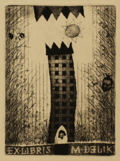 Exlibris by Piotr Gojowy from Poland for M Delik - Abstract Architecture Sun 