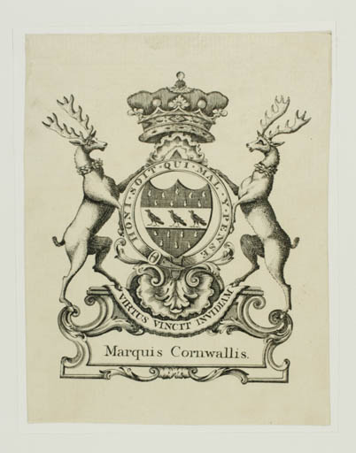 Exlibris by ? ? from Great Britain for Charles Marquis Cornwallis - Heraldry Historical Person 