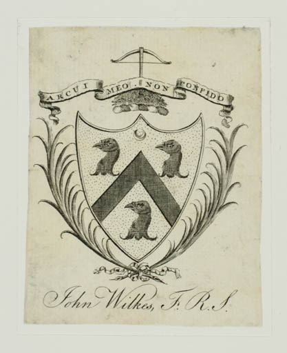 Exlibris by ? ? from Great Britain for john Wilkes - Heraldry Historical Person 