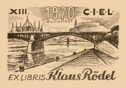 Exlibris by Jenö Kertes-Kollmann from Hungary for Klaus Rödel - City Exlibris Congress 