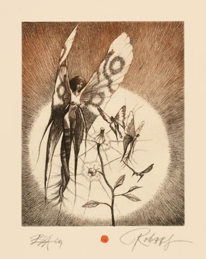 Exlibris by Robert Evgeny Baramov from Bulgaria for ? ? - Fairytale/fable Fauna Flora Butterfly 