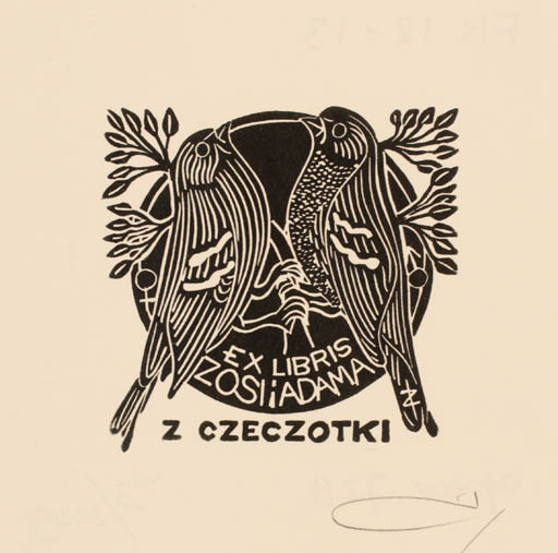 Exlibris by Zbigniew Jozwik from Poland for Zosi Adama - Bird 