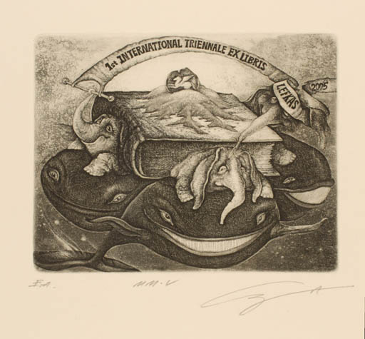 Exlibris by Alexandr Grigoriev from Belorussia for ? ? - Book Exlibris Congress Fauna 