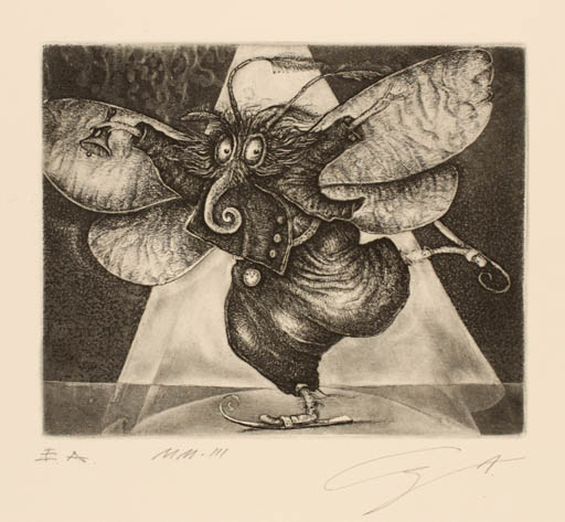 Exlibris by Alexandr Grigoriev from Belorussia for ? ? - Fable Animal Insect 