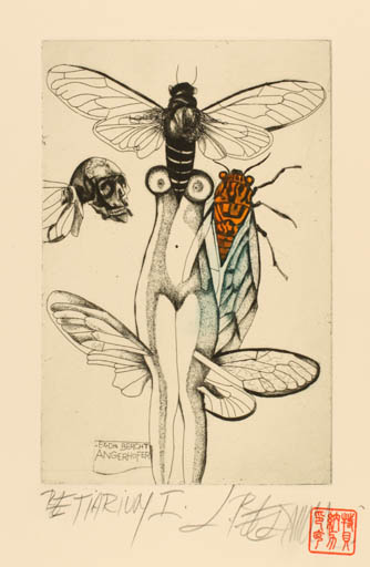 Exlibris by Leo Bednarik from Slovak Republic for Bercht Angerhofer - Insect Surrealism 