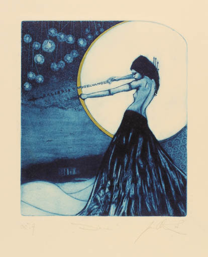 Exlibris by Jan Cernos from Czech Republic for Tjalling Vogelvanger - Cosmos Woman 