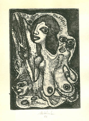 Exlibris by Jaroslav Horanek from Czechoslovakia for Klaus Rödel - Woman 