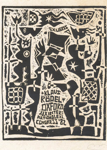 Exlibris by Levas Serstenojus from Lithuania for Klaus Rödel - Abstract Exlibris Congress 