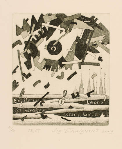 Exlibris by Lev Bilykivski from Ukraine for Leon Sylwester Staniewicz - Abstract Scenery/Landscape 