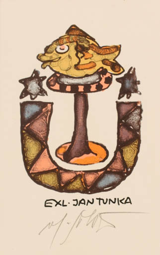 Exlibris by Vlastimil Sobota from Czech Republic for Jan Tunka - Fish 