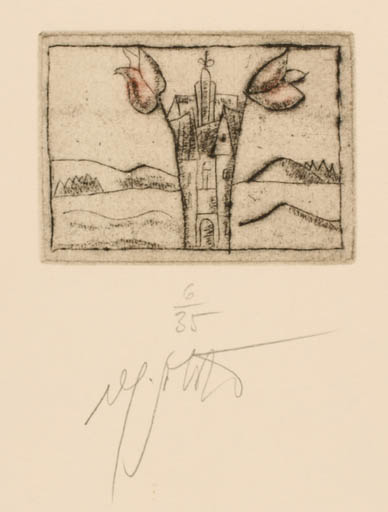 Exlibris by Vlastimil Sobota from Czech Republic for ? ? - Flora Scenery/Landscape 