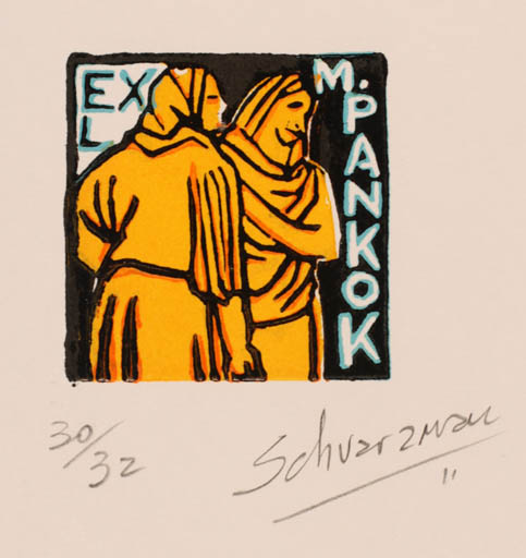 Exlibris by Mauricio Schvarzman from Argentina for Marcela Pankok - Woman 