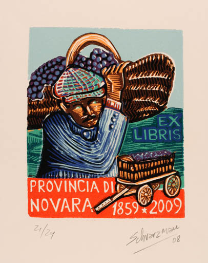 Exlibris by Mauricio Schvarzman from Argentina for ? ? - Working Man Wine 