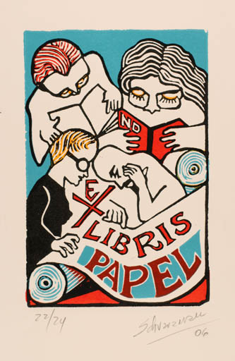 Exlibris by Mauricio Schvarzman from Argentina for N. D. Papel - Book Group Literature 